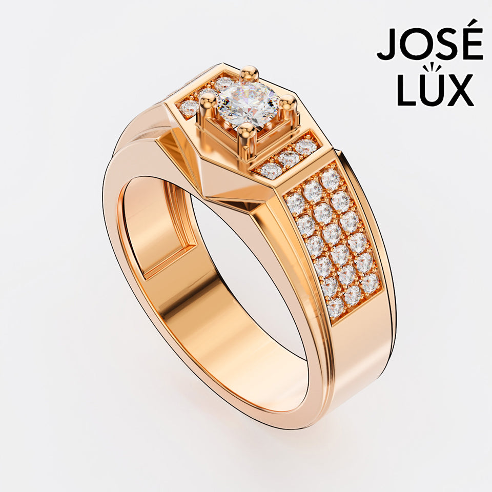 Handmade Moissanite Pavé Side Stone Ring — 10K & 14K Gold, GRA Certified Moissanite Center