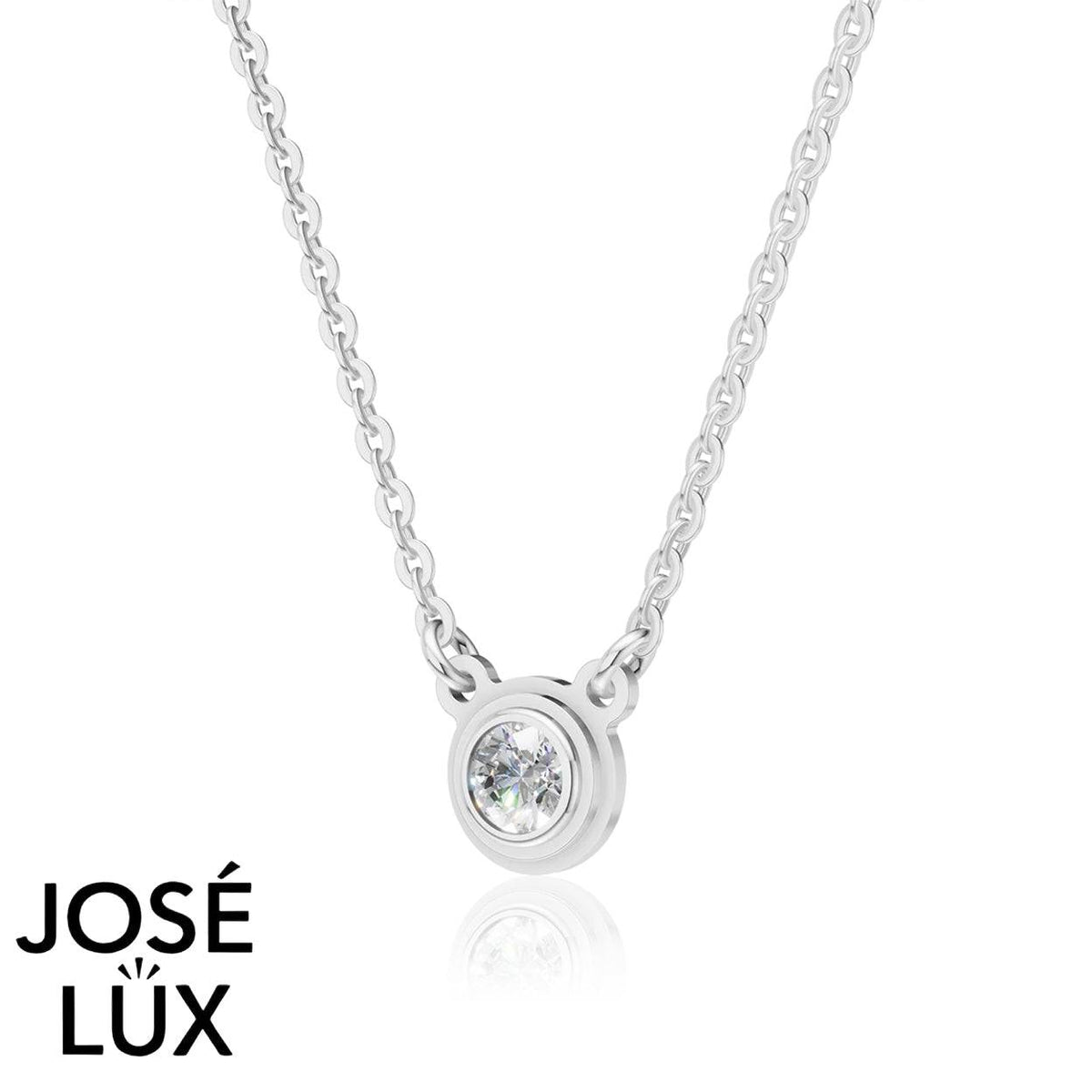 Handmade Women’s 14K White Gold Lab Grown Diamond Solitaire Necklace — Bezel Set, 18 Inches