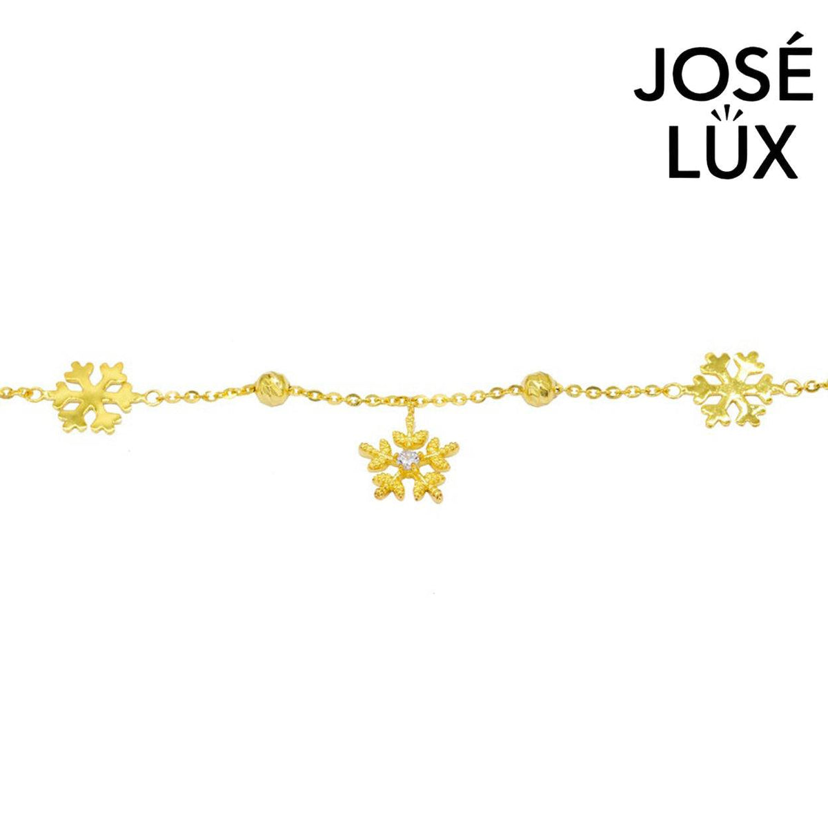 Handmade 14K Gold Snowflake Bracelet for Women with Moissanite