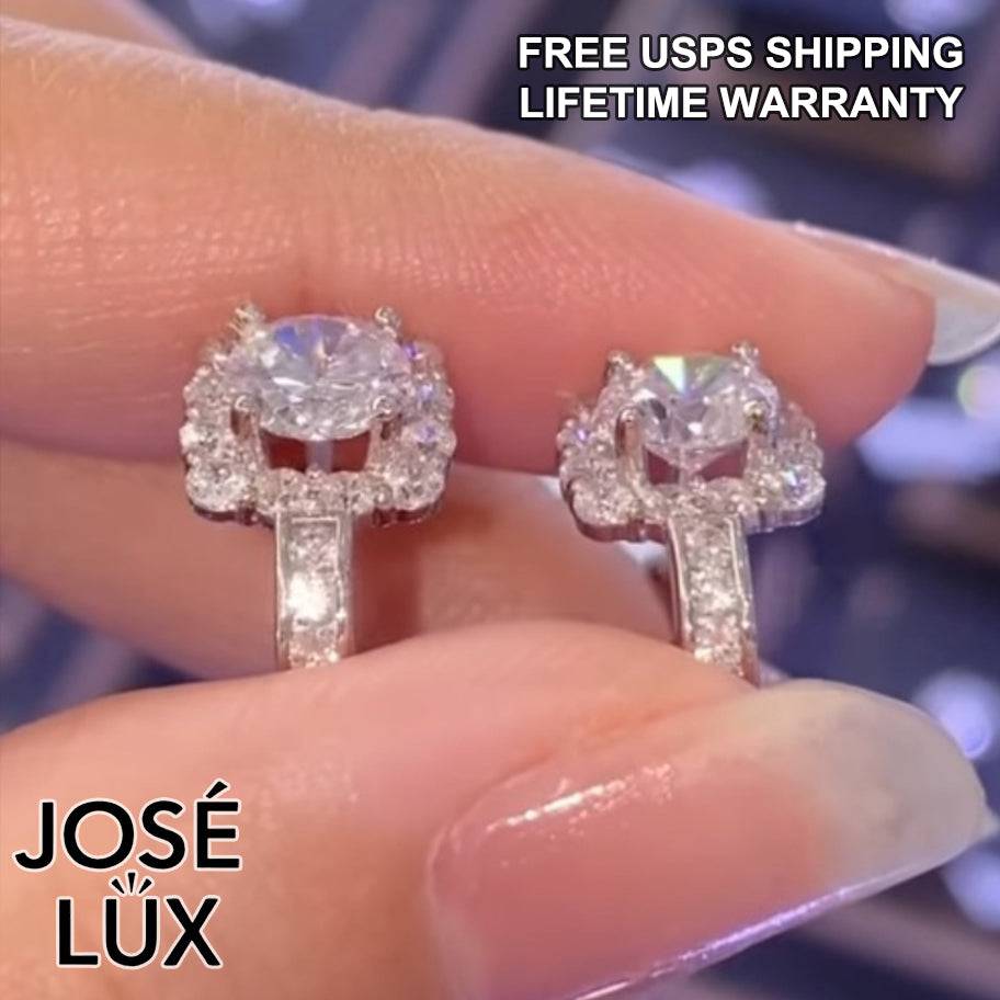 Handmade Moissanite Cushion Halo Lever Back Earrings — 925 Sterling Silver, Rhodium Plated White Gold Finish, GRA Moissanite
