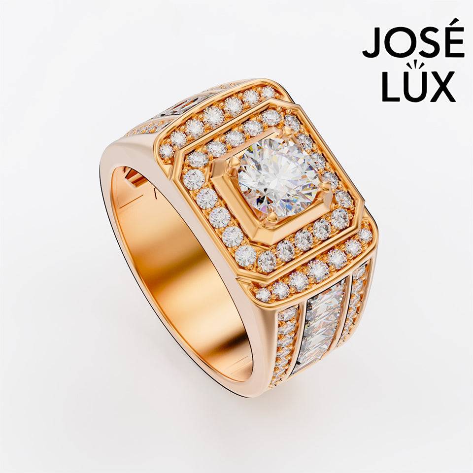Handmade Moissanite Baguette Halo Ring — 10K & 14K Gold, GRA Certified Moissanite Center