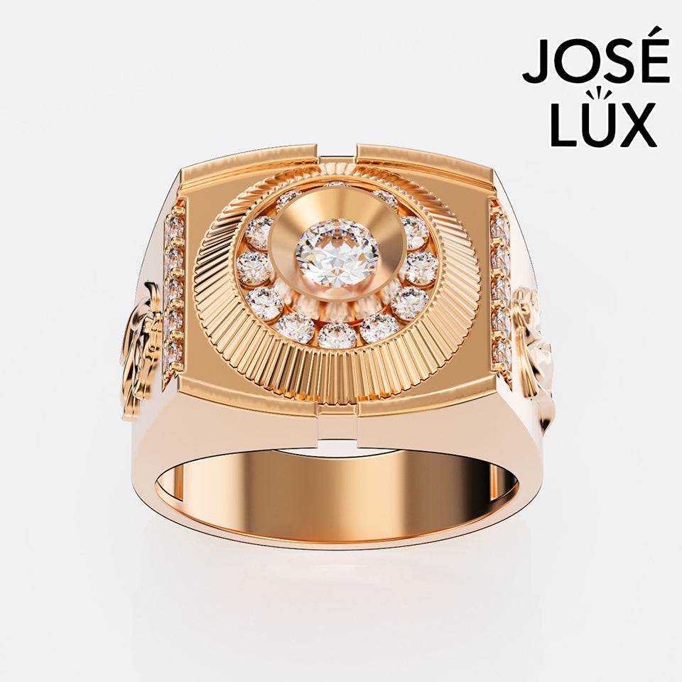 Handmade Moissanite Fluted Bezel Halo Ring — 10K & 14K Gold, GRA Certified Moissanite Center
