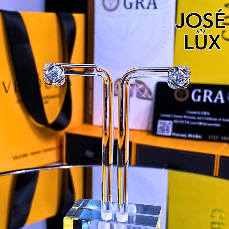 Moissanite Twist Halo Sterling Silver Stud Earrings