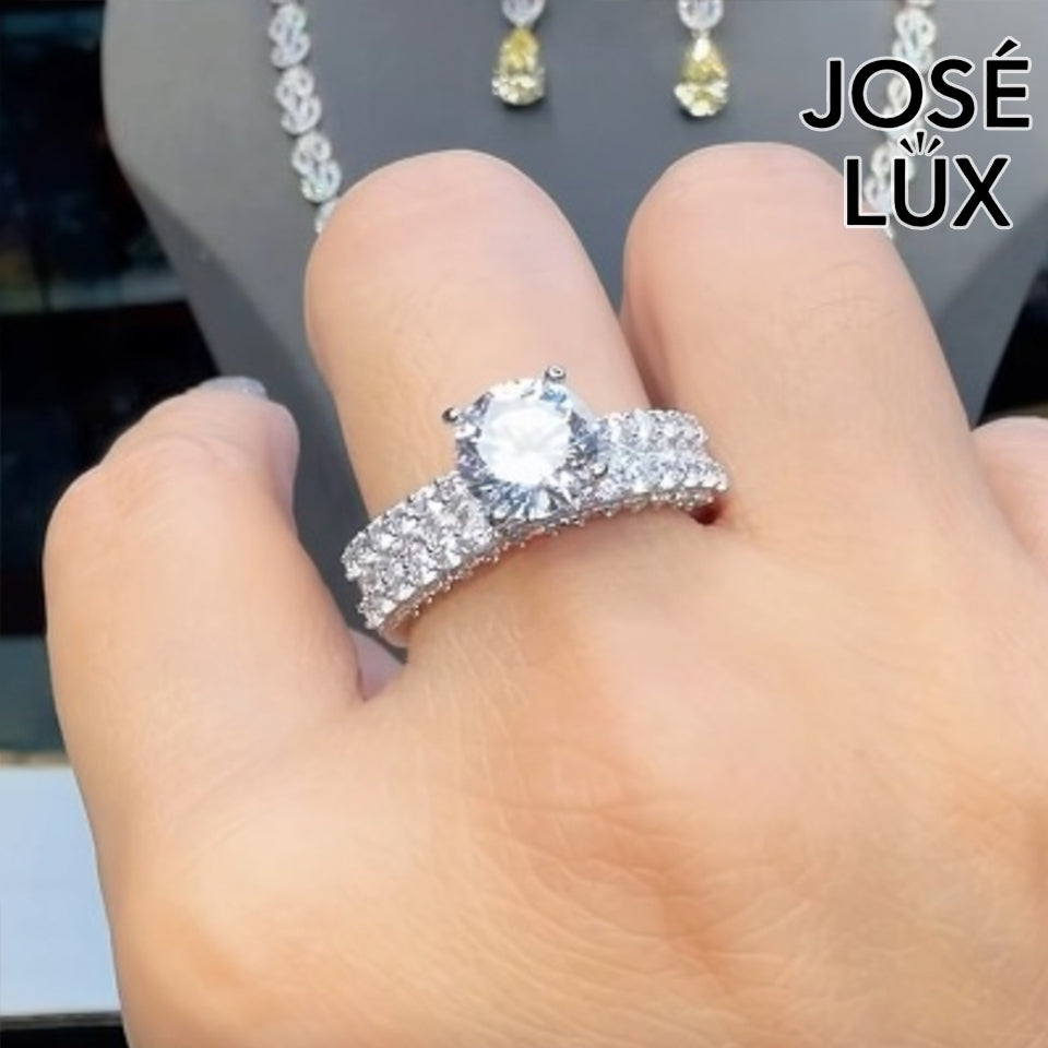 Handmade Pavé Moissanite Bridal Ring Set — 925 Sterling Silver, Rhodium Plated White Gold Finish, GRA Moissanite