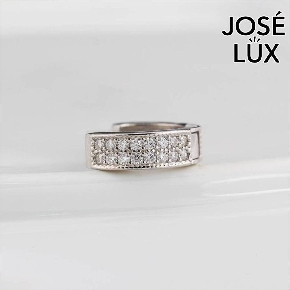 Handmade Wide-Band Huggie Earring — 925 Sterling Silver, Rhodium Plated White Gold Finish, Full Pavé Moissanite