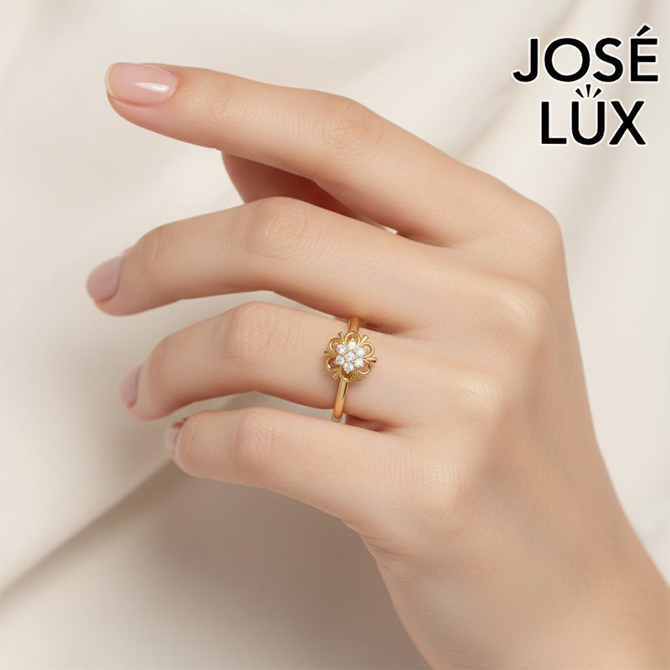 Handmade Vintage Moissanite Flower Cluster Ring — 10K & 14K Gold, GRA Certified Moissanite