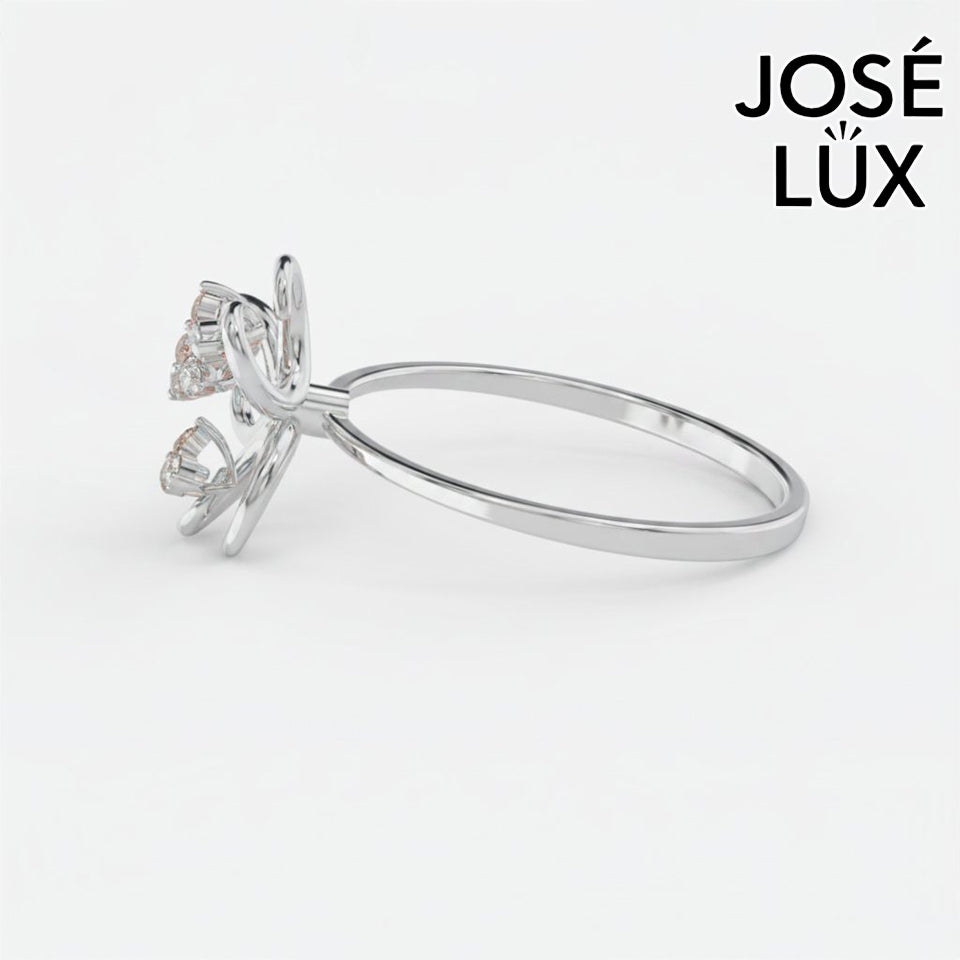 Handmade Moissanite Flower Cluster Ring — 10K & 14K Gold, GRA Certified Moissanite