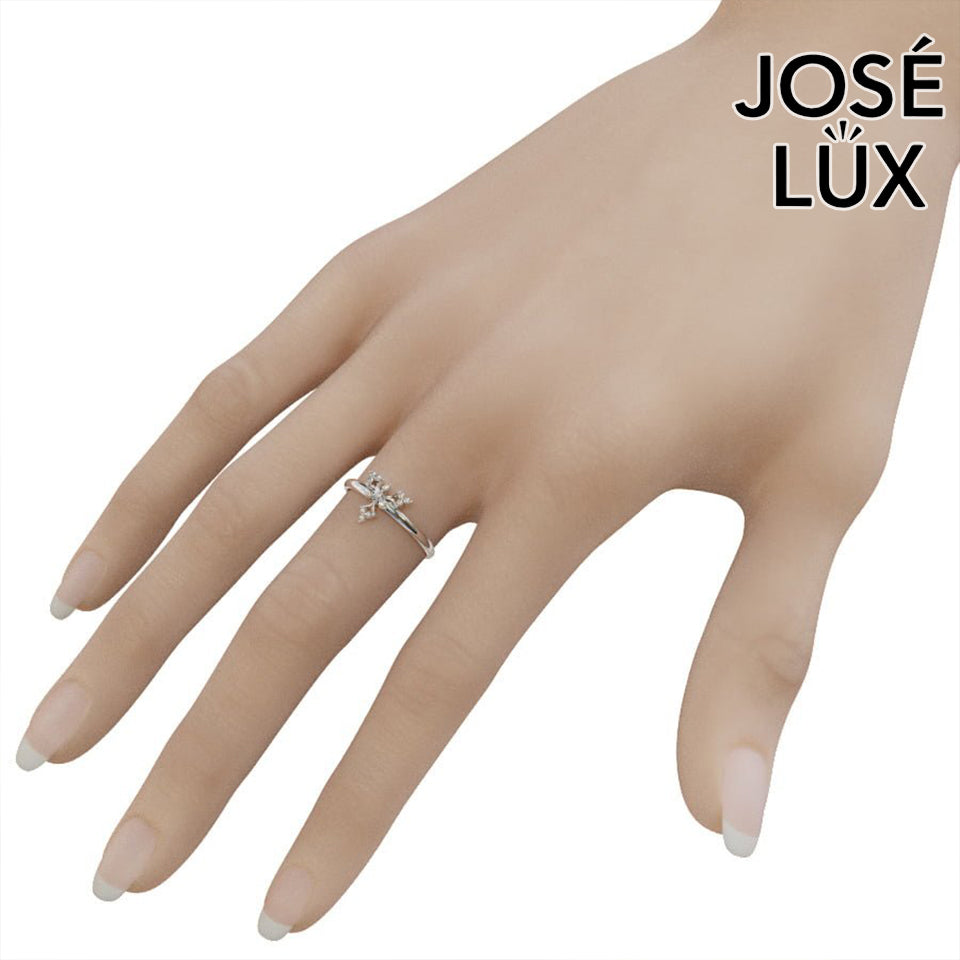 Handmade Moissanite Starburst Cluster Ring — 10K & 14K Gold, GRA Certified Moissanite