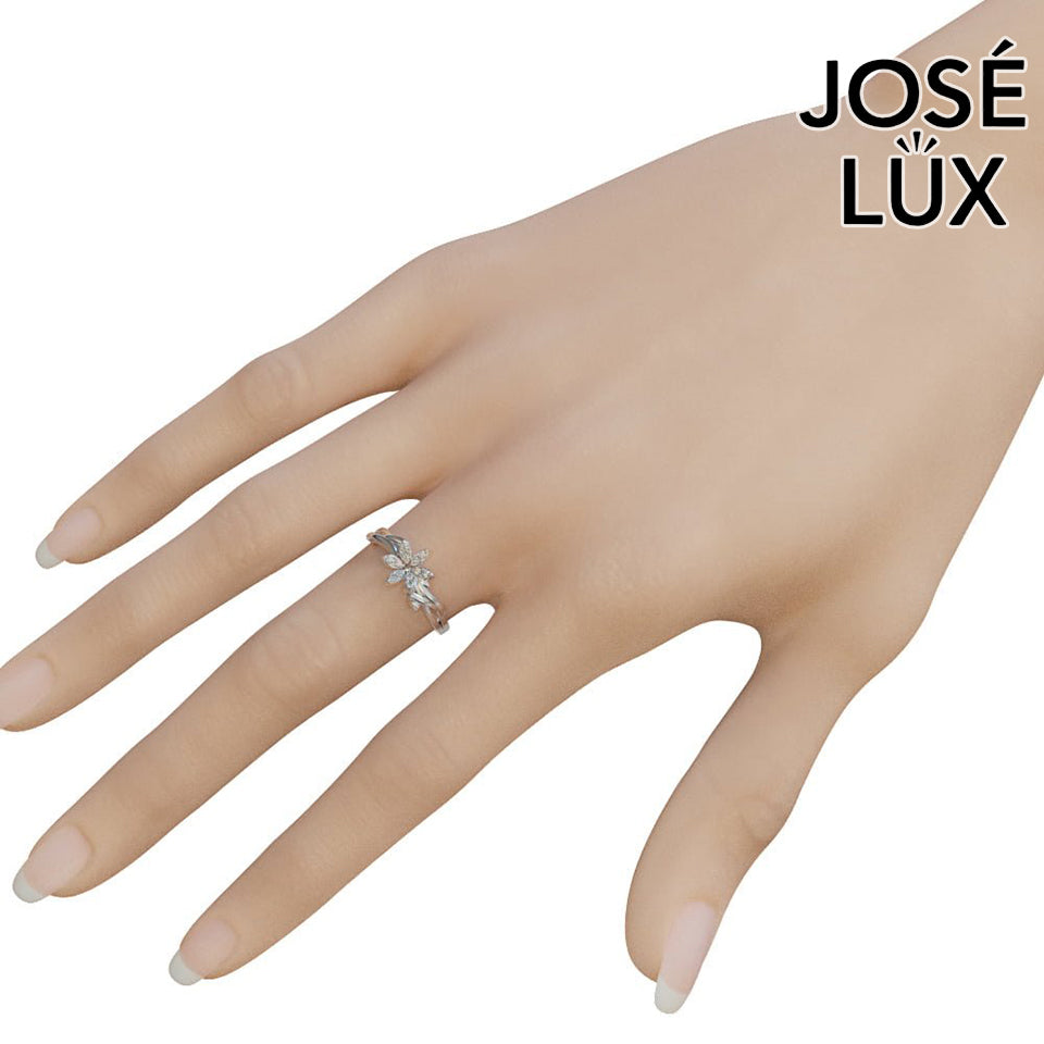 Handmade Moissanite Flower Vine Ring — 10K & 14K Gold, GRA Certified Moissanite