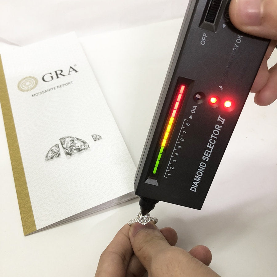 Classic halo design features brilliant moissanite centerpiece with shimmering accent stones creating timeless elegance on a refined silver setting.