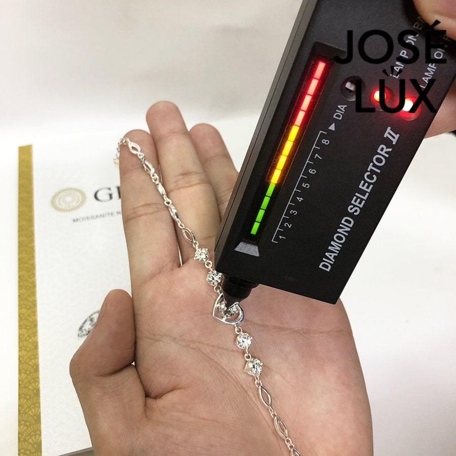 Heart Motif Moissanite Tennis Bracelet in Sterling Silver (2.02 ct. t.w.)