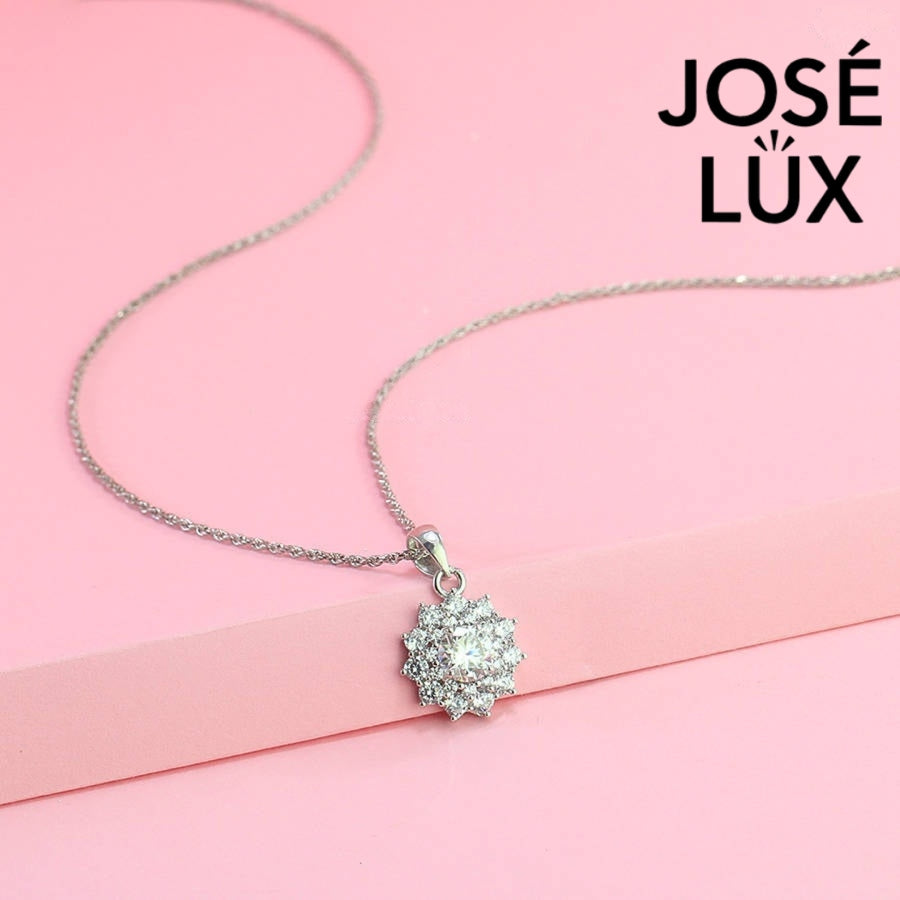 0.8ct Round Moissanite Multi-Halo Cluster Pendant Necklace in Sterling Silver