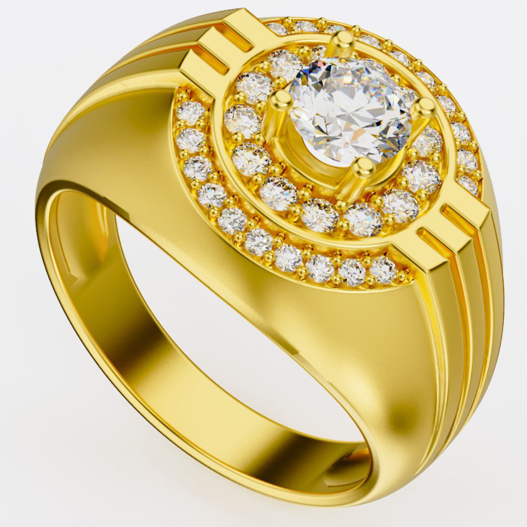 Handmade Moissanite Round Halo Ring — 10K & 14K Gold, GRA Certified Moissanite Center