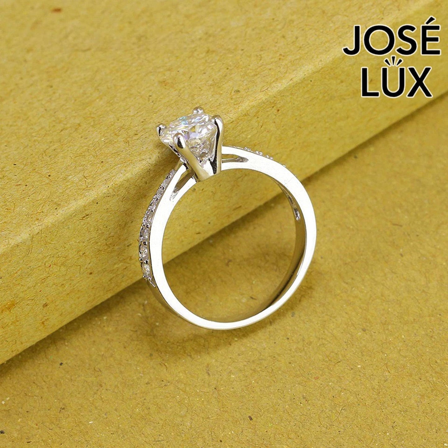 Handmade Classic Solitaire Pavé Ring — 925 Sterling Silver, Rhodium Plated White Gold Finish, GRA Moissanite