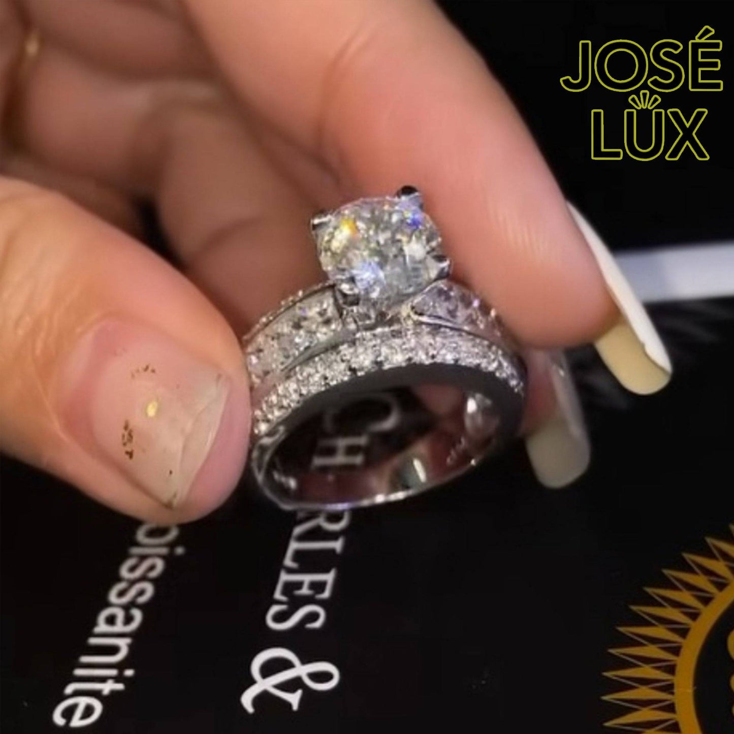 Handmade Moissanite Bridal Ring — 925 Sterling Silver, Rhodium Plated White Gold Finish, GRA Moissanite