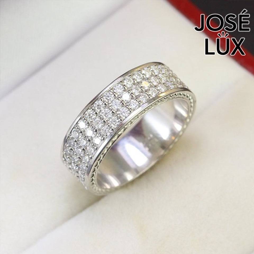 Handmade Men's Wide Pavé Band Ring — 925 Sterling Silver, Rhodium Plated White Gold Finish, GRA Moissanite