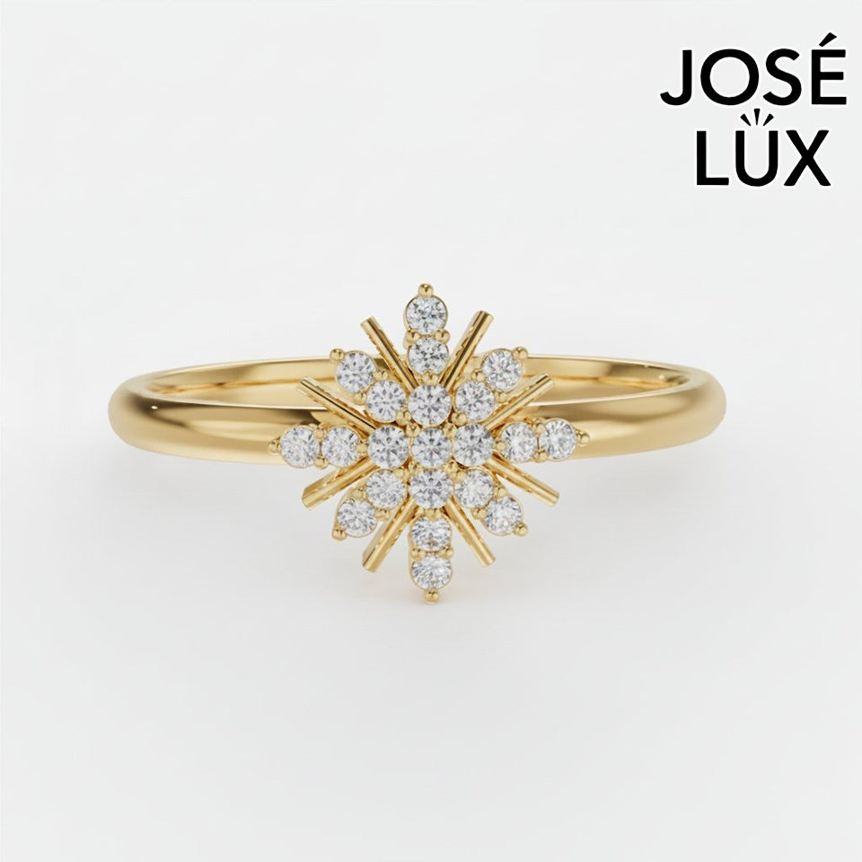 Handmade Moissanite Snowflake Ring — 10K & 14K Gold, GRA Certified Moissanite