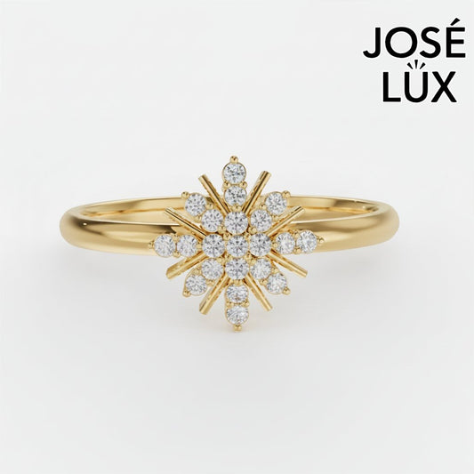 Handmade Moissanite Snowflake Ring — 10K & 14K Gold, GRA Certified Moissanite