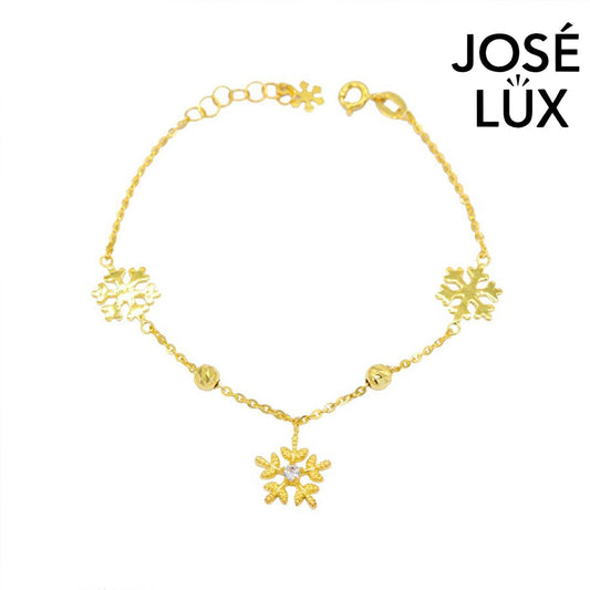 Handmade 14K Gold Snowflake Bracelet for Women with Moissanite
