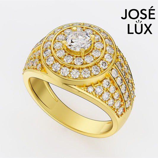 Handmade Moissanite Round Double Halo Ring — 10K & 14K Gold, GRA Certified Moissanite Center