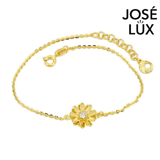 Handmade 14K Gold Flower Bracelet for Women — Yellow Gold, Swiss CZ