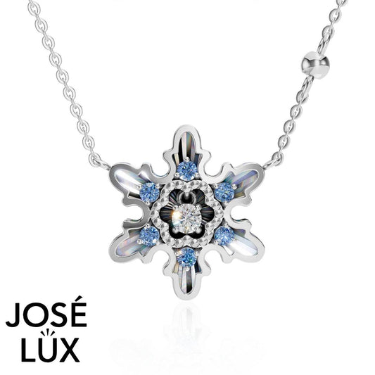 Handmade Women’s 10K White Gold Snowflake Necklace — Twinkle Snow CZ, 18 Inches