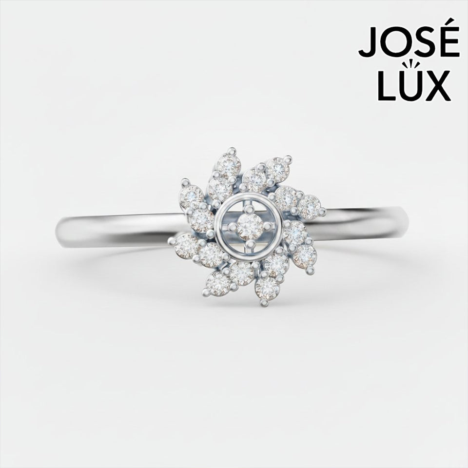 Handmade Moissanite Flower Cluster Ring — 10K & 14K Gold, GRA Certified Moissanite