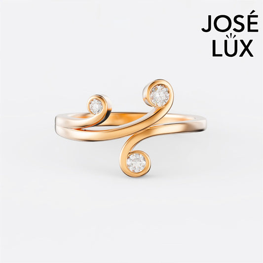 Handmade Moissanite Open Swirl Ring — 10K & 14K Gold, GRA Certified Moissanite