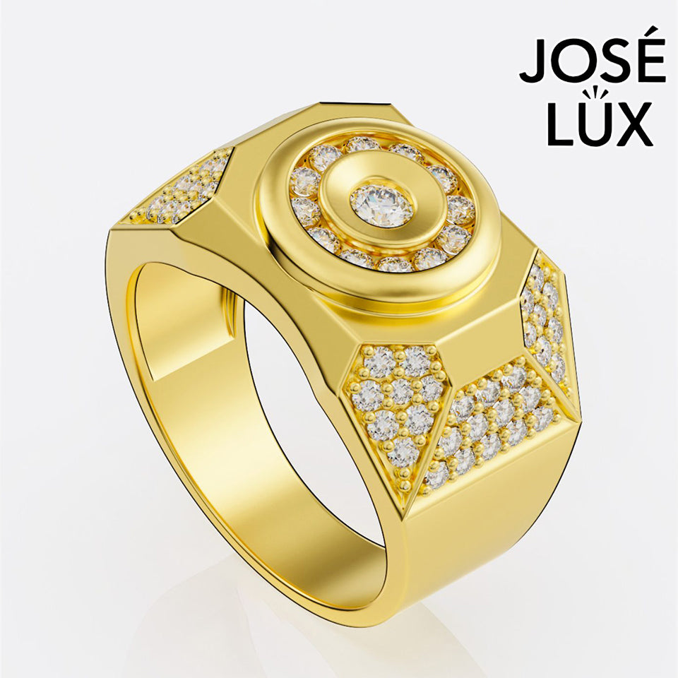 Handmade Moissanite Octagon Halo Signet Ring — 10K & 14K Gold, GRA Certified Moissanite Center