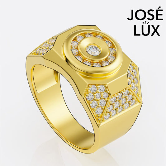 Handmade Moissanite Octagon Halo Signet Ring — 10K & 14K Gold, GRA Certified Moissanite Center