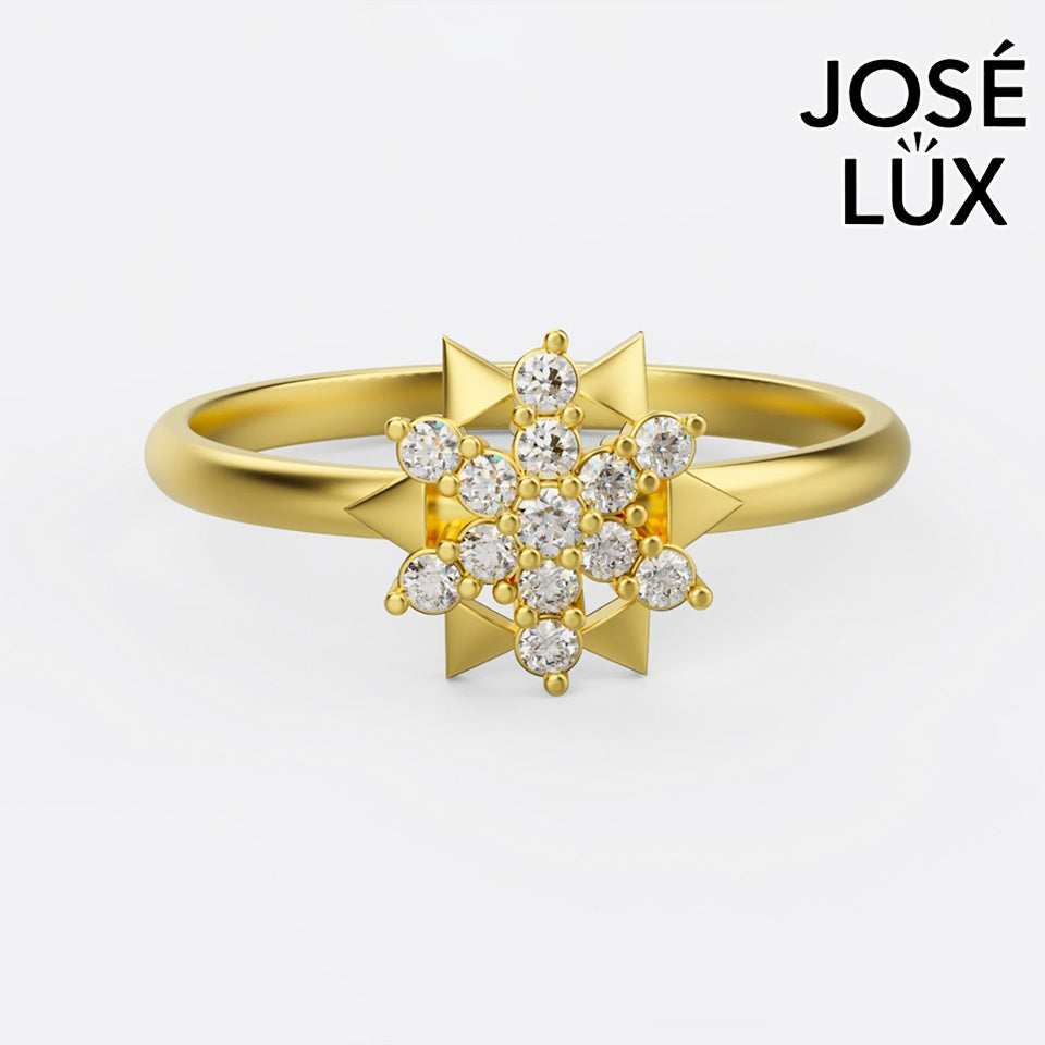 Handmade Moissanite Star Cluster Ring — 10K & 14K Gold, GRA Certified Moissanite