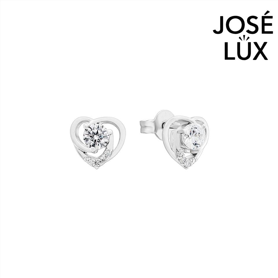 Handmade Heart Swirl CZ Stud Earrings — 925 Sterling Silver, Rhodium Plated White Gold Finish, Swiss CZ
