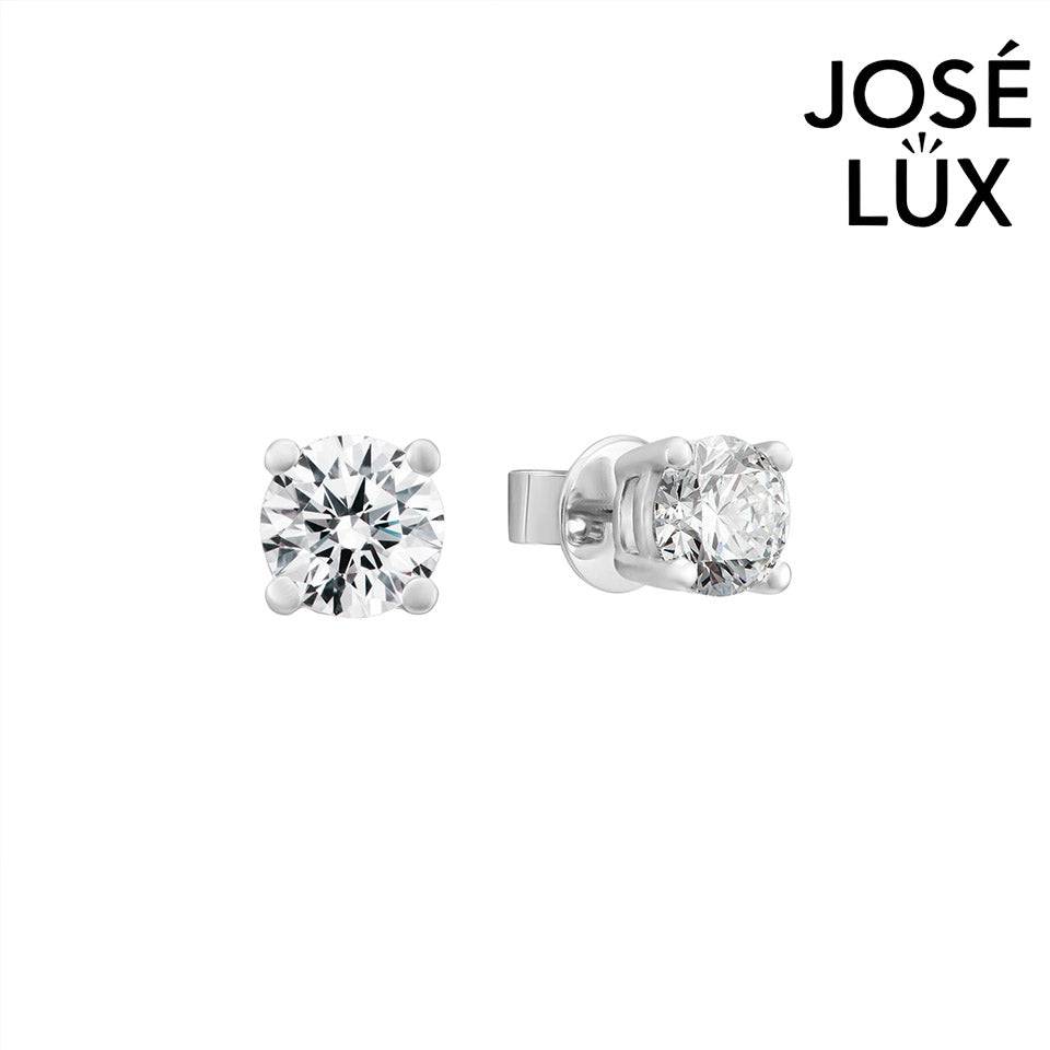 Handmade Large Solitaire CZ Stud Earrings — 925 Sterling Silver, Rhodium Plated White Gold Finish, Swiss CZ