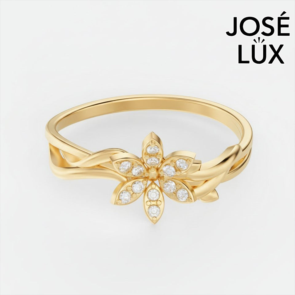 Handmade Moissanite Flower Vine Ring — 10K & 14K Gold, GRA Certified Moissanite