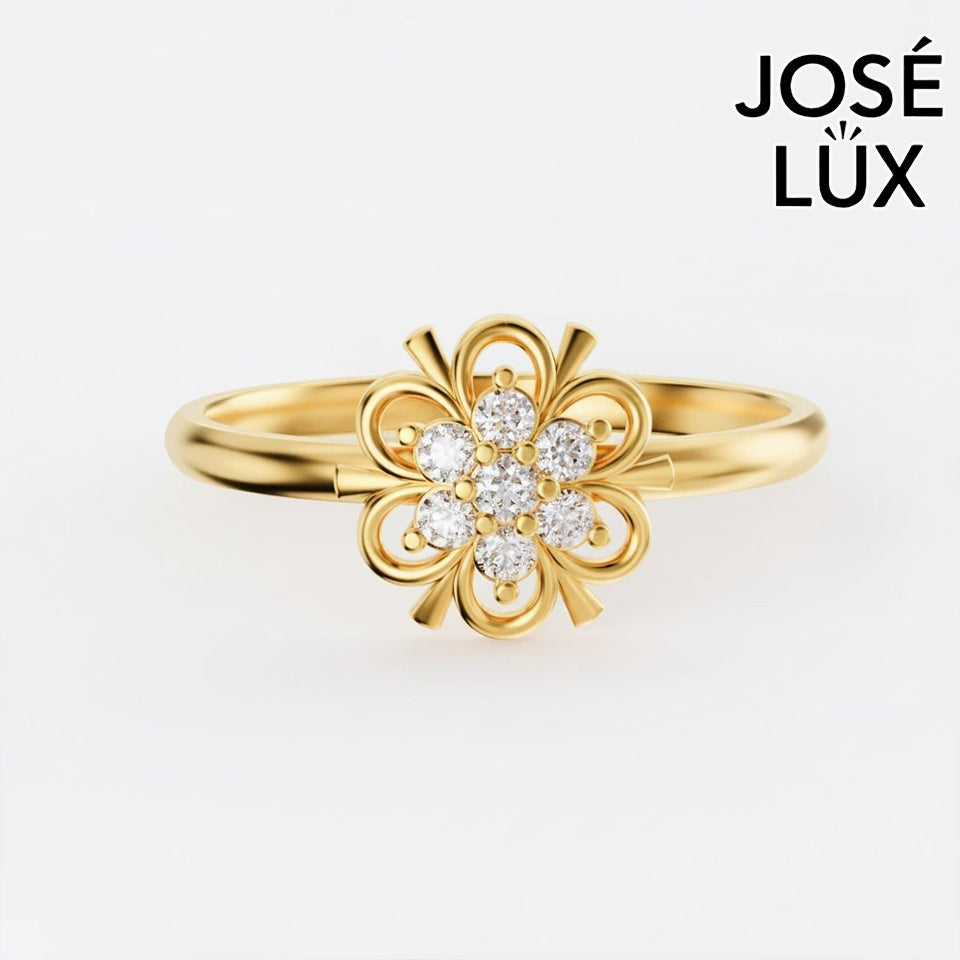 Handmade Vintage Moissanite Flower Cluster Ring — 10K & 14K Gold, GRA Certified Moissanite