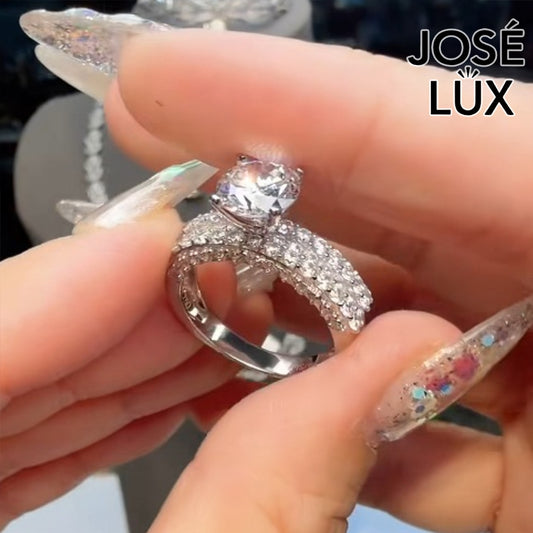 Handmade Pavé Moissanite Bridal Ring Set — 925 Sterling Silver, Rhodium Plated White Gold Finish, GRA Moissanite