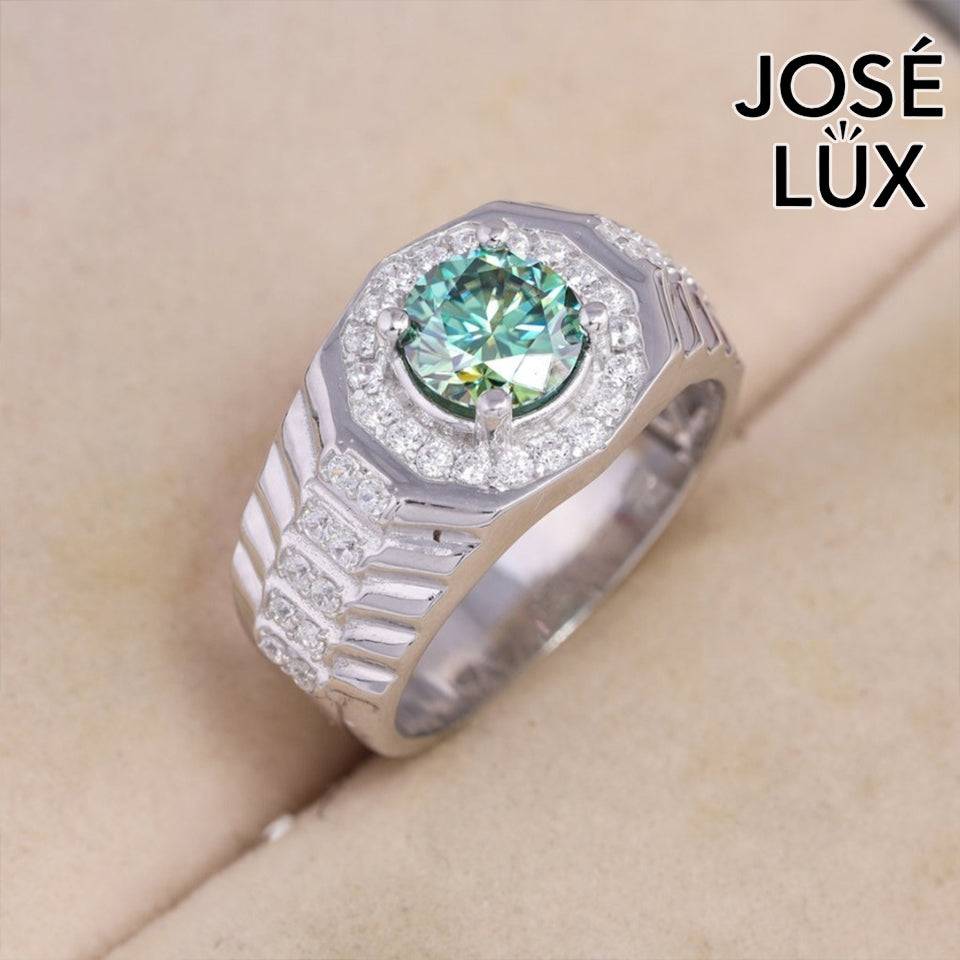 Handmade Men’s Watch-Inspired Octagon Halo Ring — 925 Sterling Silver, Rhodium Plated White Gold Finish, GRA Moissanite