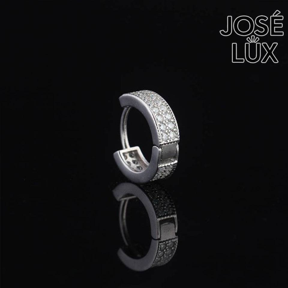 Handmade Wide-Band Huggie Earring — 925 Sterling Silver, Rhodium Plated White Gold Finish, Full Pavé Moissanite