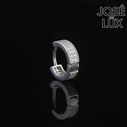 Handmade Wide-Band Huggie Earring — 925 Sterling Silver, Rhodium Plated White Gold Finish, Full Pavé Moissanite