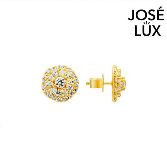 Handmade Moissanite Cluster Stud Earrings 10K Yellow Gold — GRA Certified Center Stone