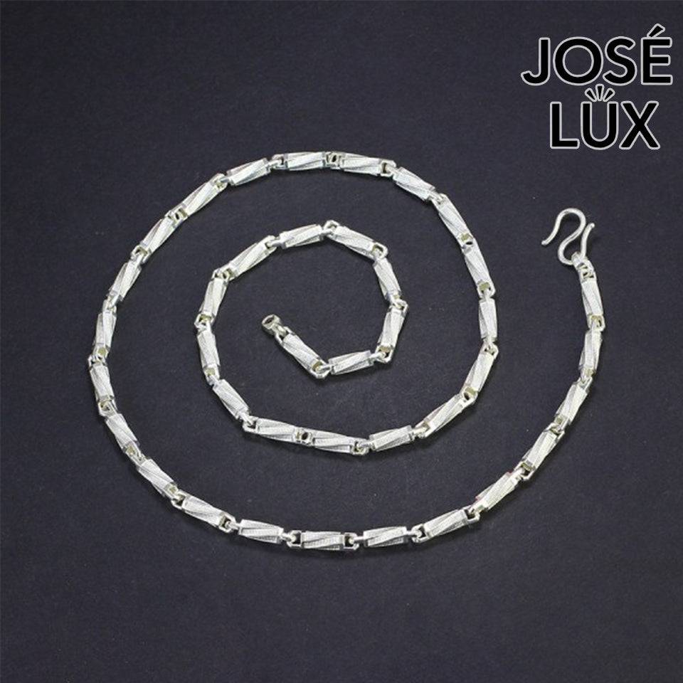 Handmade Bullet Link Chain Necklace for Men — 925 Sterling Silver, Rhodium Plated White Gold Finish, Handcrafted Clasp