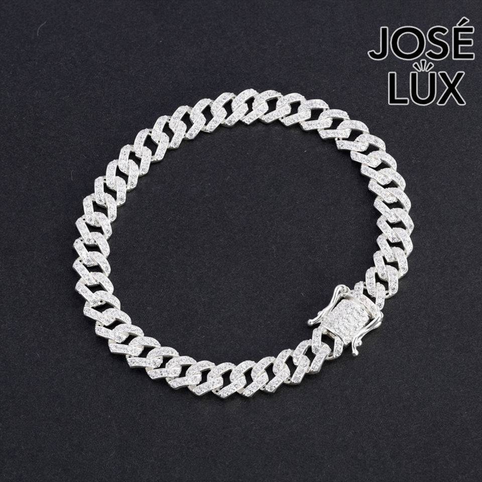 Handmade Miami Cuban Link Bracelet for Men — 6mm, 925 Sterling Silver, Pavé-Set Swiss CZ, Rhodium Plated White Gold Finish