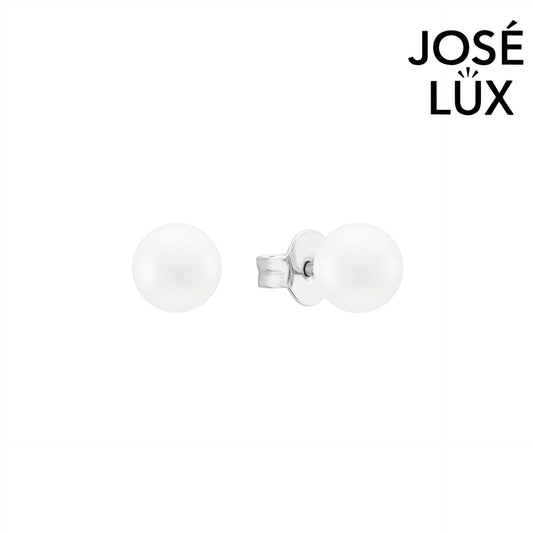 Handmade Freshwater Pearl Stud Earrings — 925 Sterling Silver, Rhodium Plated White Gold Finish