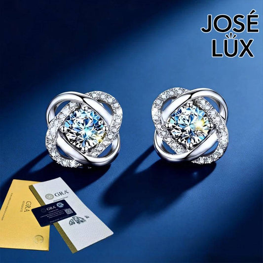 Moissanite Twist Halo Sterling Silver Stud Earrings