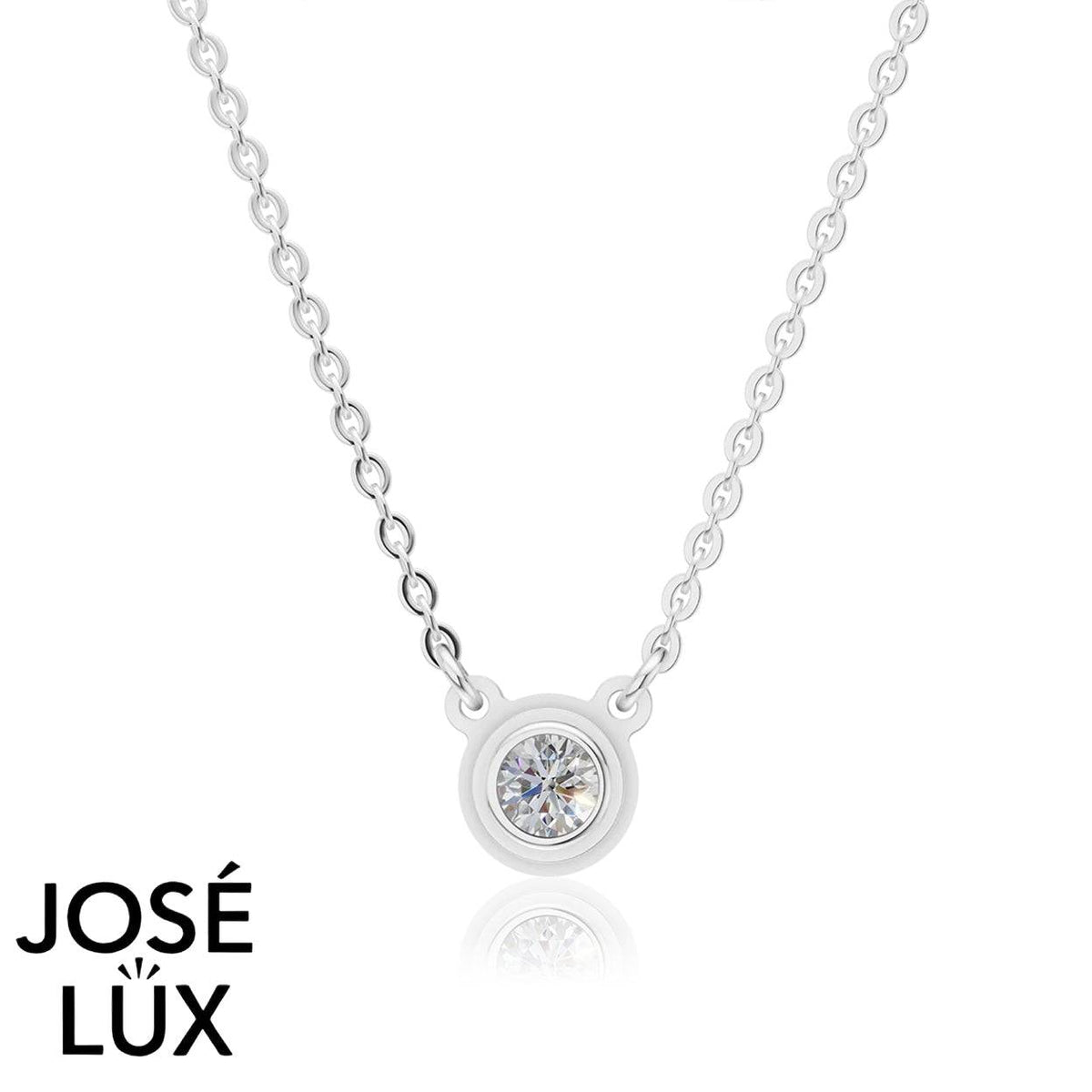 Handmade Women’s 14K White Gold Lab Grown Diamond Solitaire Necklace — Bezel Set, 18 Inches