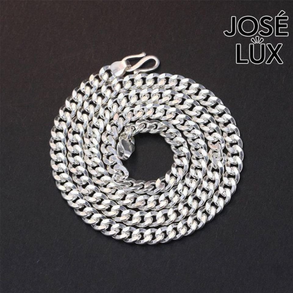 Handmade Cuban Link Chain Necklace for Men — 925 Sterling Silver, Rhodium Plated White Gold Finish, Handcrafted Clasp