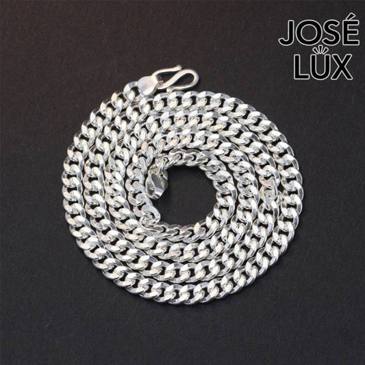 Handmade Cuban Link Chain Necklace for Men — 925 Sterling Silver, Rhodium Plated White Gold Finish, Handcrafted Clasp