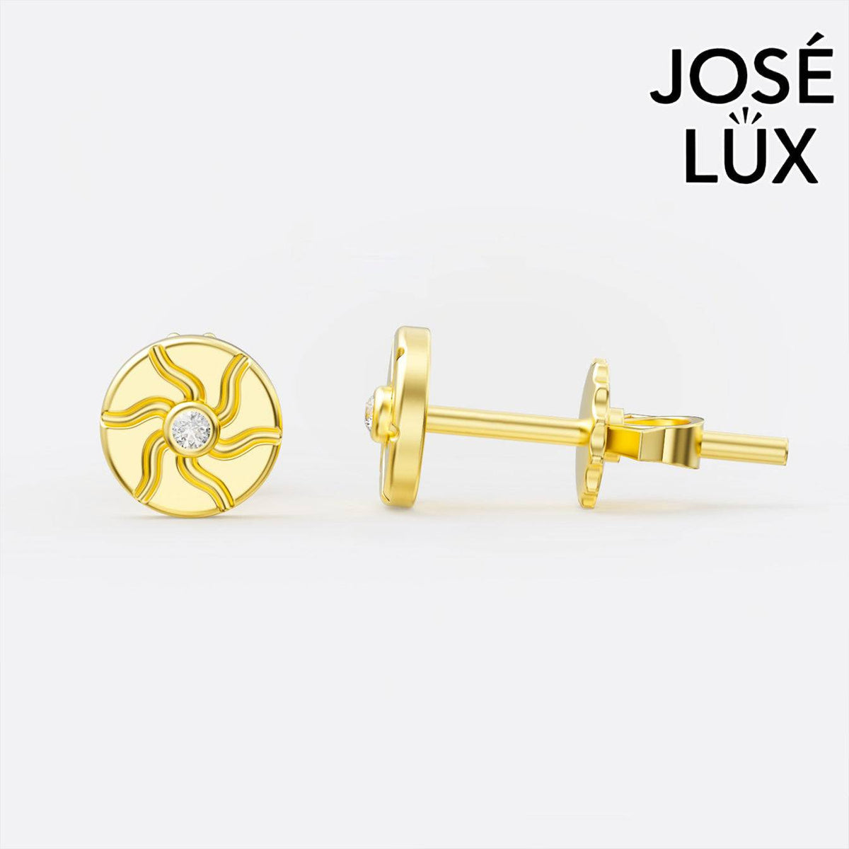Handmade Men’s Sun Stud Earrings – 10K & 14K Gold Moissanite (Single or Pair)