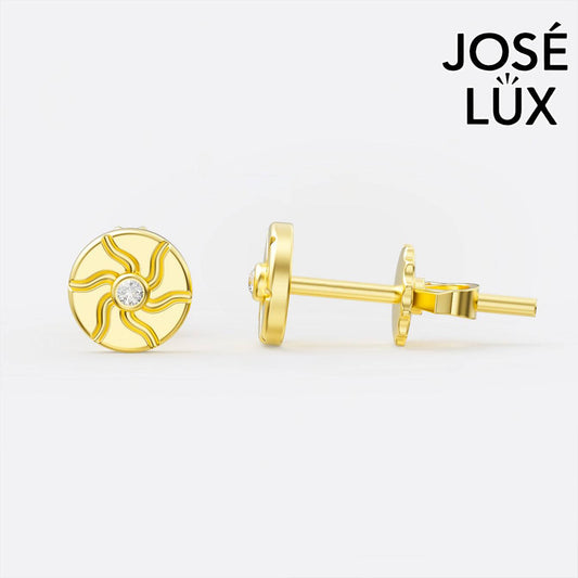 Handmade Men’s Sun Stud Earrings – 10K & 14K Gold Moissanite (Single or Pair)