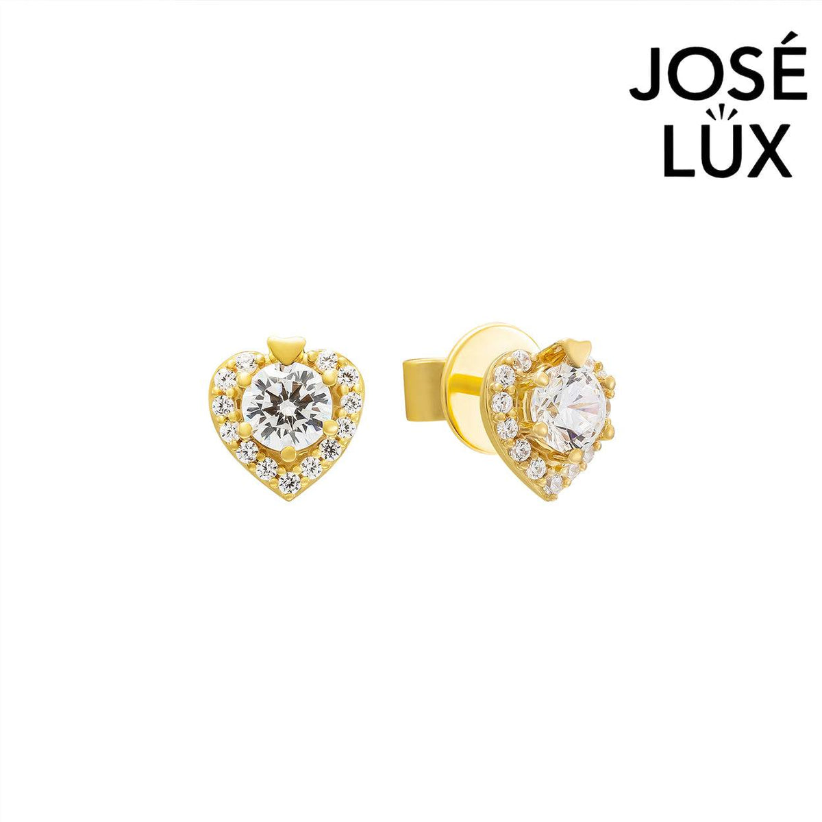 Handmade Moissanite Heart Halo Stud Earrings 10K Yellow Gold — GRA Certified Center Stone
